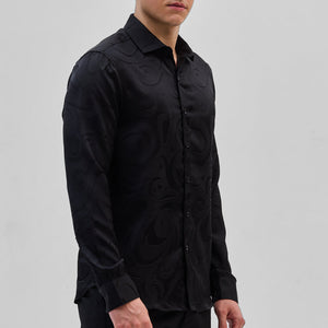 Black Self-Design Shirt