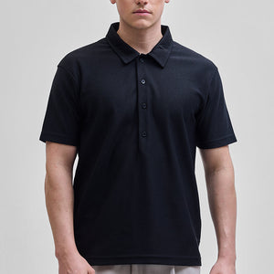 Black Textured Polo T-Shirt