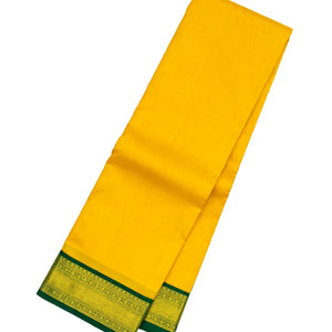 Lemon Yellow Handloom Kanchipuram Korvai Silk Saree With Green Border