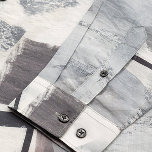 Light Grey Abstract Mandarin Shirt