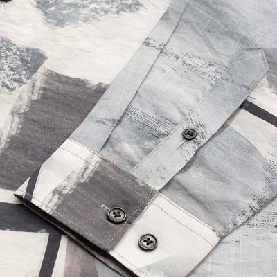 Light Grey Abstract Mandarin Shirt