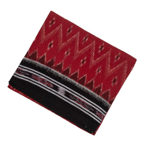 Crimson Handwoven Orissa Cotton Saree With Tie & Dye Floral Motifs