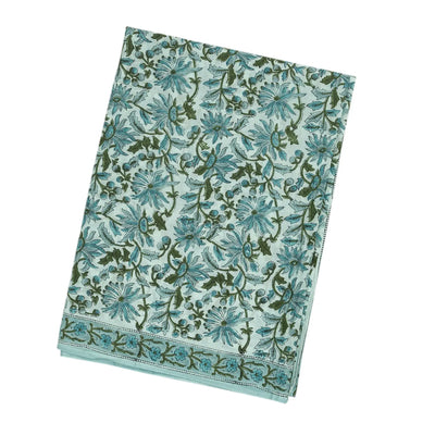 Turquoise Jaipur Cotton Saree With With Sanganeer style printed floral motifs