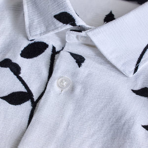 White Floral Embroidered Shirt