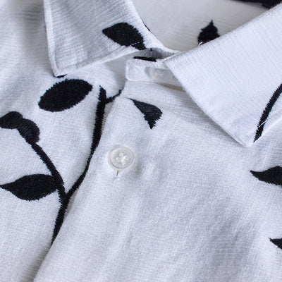 White Floral Embroidered Shirt