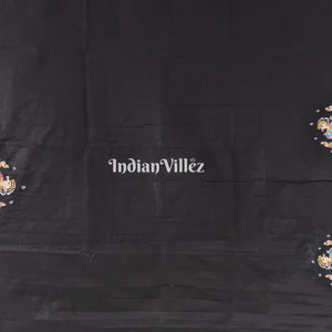 Black Radha Krishna Hand-Painted Pattachitra Saree (PRE ORDER)