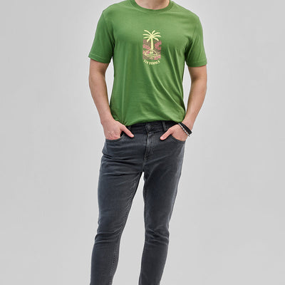 Sun Downer Green Slim Fit T-Shirt