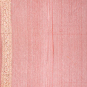 Dusty Pink Handwoven Banarasi Silk Cotton Saree With Floral Motifs