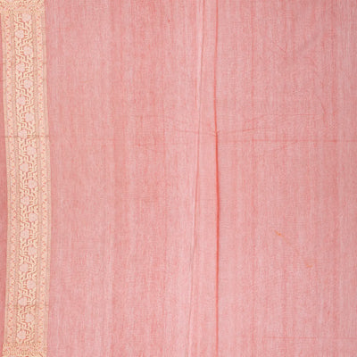 Dusty Pink Handwoven Banarasi Silk Cotton Saree With Floral Motifs