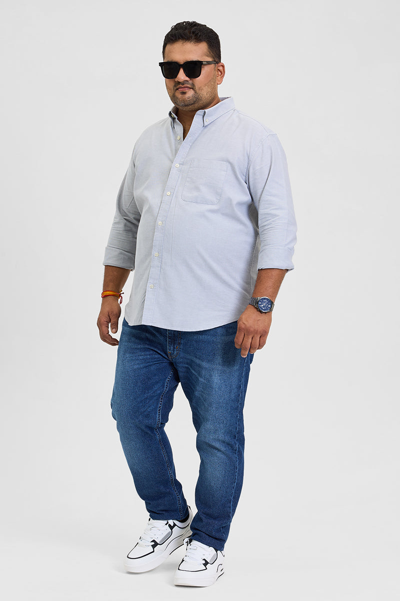Light Grey Button Down Regular Fit Shirt