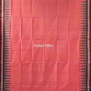 Peach Orange Sambalpuri Bomkai Silk Saree with Varnamala Anchal