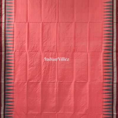 Peach Orange Sambalpuri Bomkai Silk Saree with Varnamala Anchal