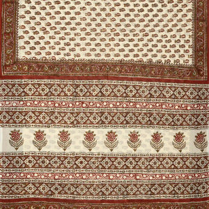 White Woven Jaipur Cotton Saree Printed With Floral Motifs