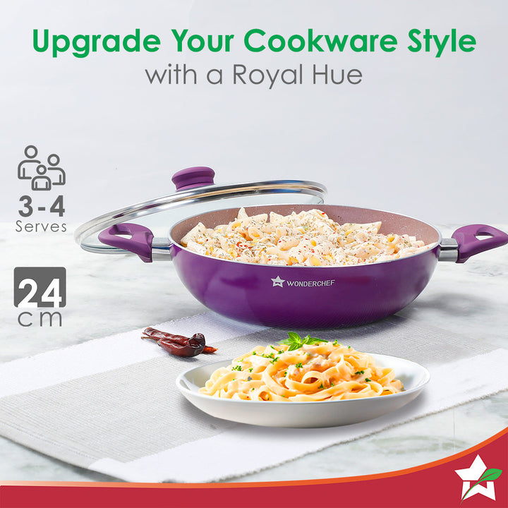 Wonderchef Renewed Royal Velvet Non-stick 24cm Kadhai