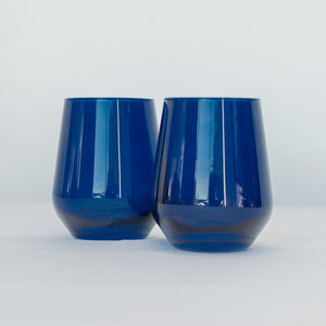 Estelle Colored Wine Stemless - Set of 2 {Midnight Blue}