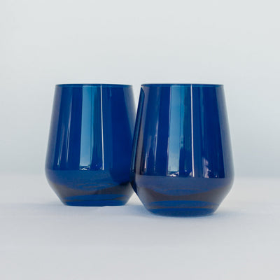 Estelle Colored Wine Stemless - Set of 2 {Midnight Blue}