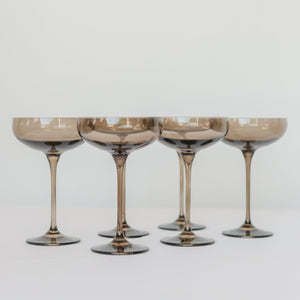 Estelle Colored Champagne Coupe Stemware - Set of 6 {Gray Smoke}