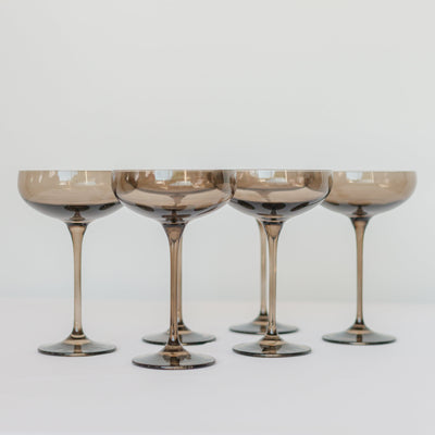 Estelle Colored Champagne Coupe Stemware - Set of 6 {Gray Smoke}