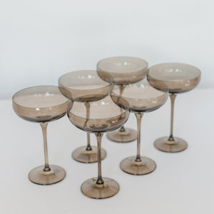Estelle Colored Champagne Coupe Stemware - Set of 6 {Gray Smoke}