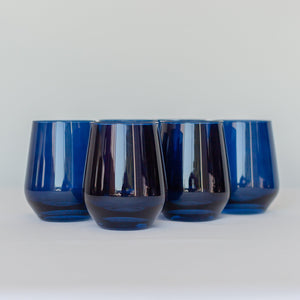 Estelle Colored Wine Stemless - Set of 6 {Midnight Blue}