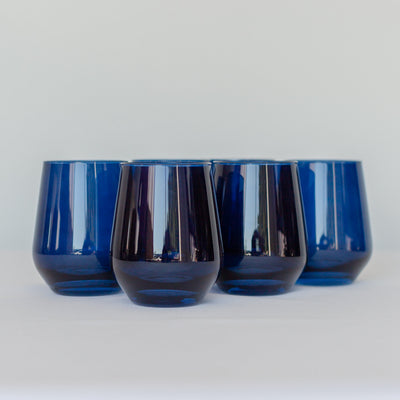 Estelle Colored Wine Stemless - Set of 6 {Midnight Blue}