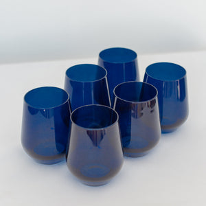 Estelle Colored Wine Stemless - Set of 6 {Midnight Blue}