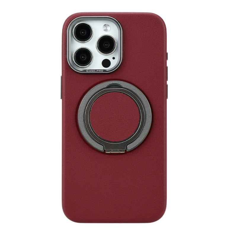 Leather Magnetic Ring Case For iPhone 15