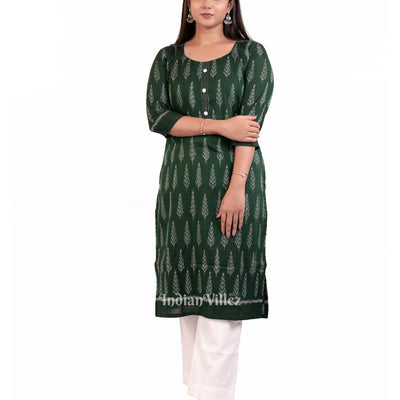 Sea Green Sambalpuri Odisha Ikat Designer Cotton Kurti for Women