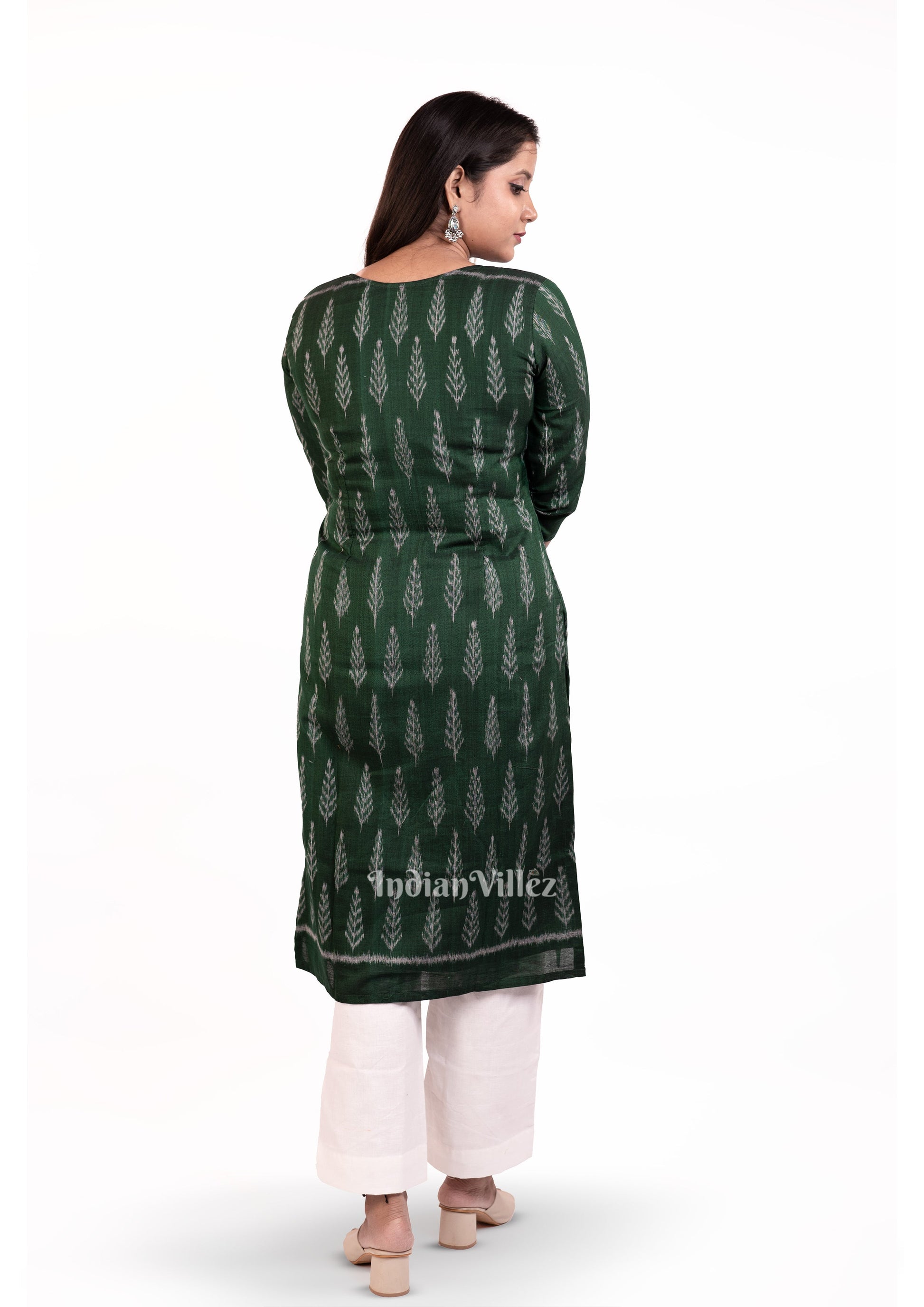 Sea Green Sambalpuri Odisha Ikat Designer Cotton Kurti for Women