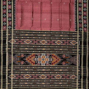 Chestnut Pink Handloom Orissa Silk Saree With Button Buttas