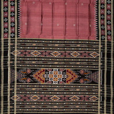 Chestnut Pink Handloom Orissa Silk Saree With Button Buttas