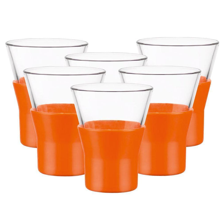 Bormioli Ypsilon Shot Glass- Orange 6Pc Set 110Ml