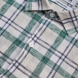 Green Checks Linen Blend Shirt