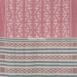 Blush Pink White Sambalpuri Cotton Saree