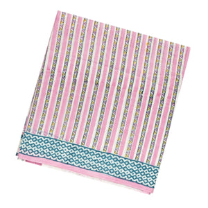 Pink Woven Jaipur Cotton Saree Printed With Stripes