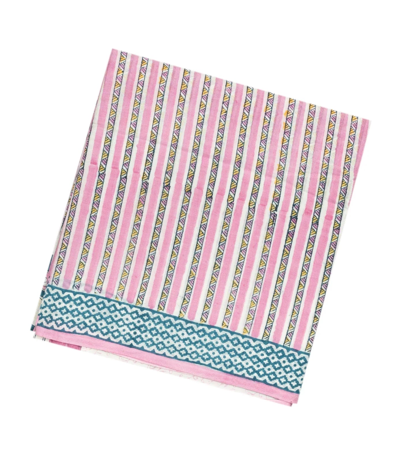 Pink Woven Jaipur Cotton Saree Printed With Stripes