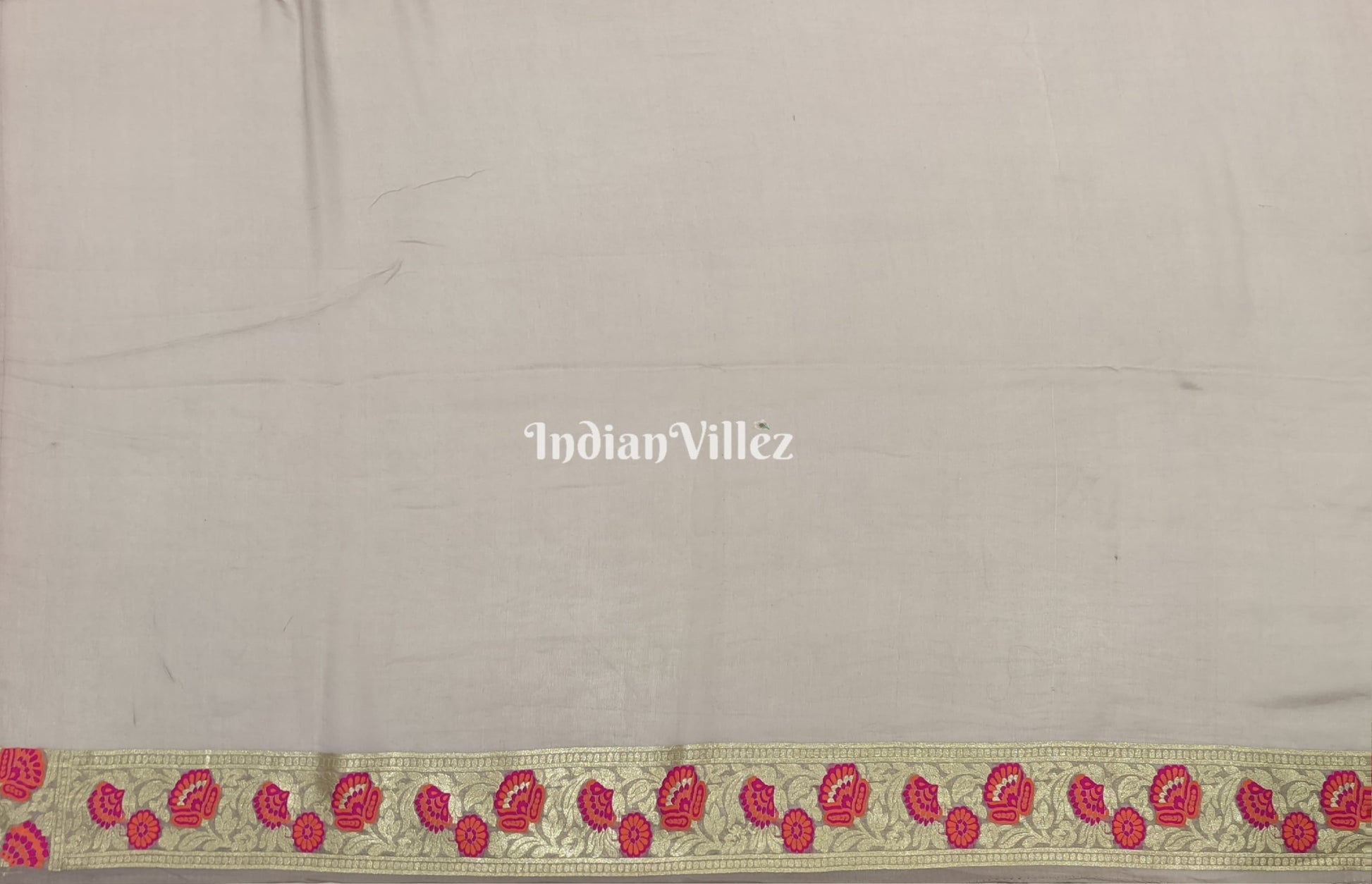 Peach Flower Motif Banarasi Khaddi Georgette Saree