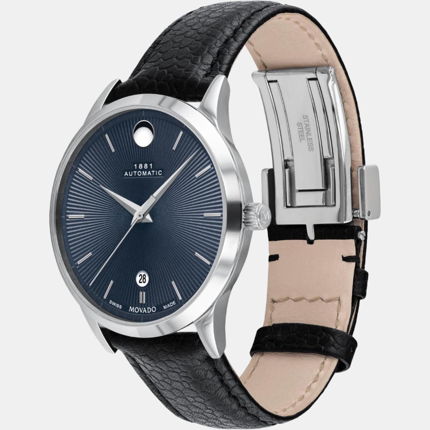1881 Automatic Men Quartz Blue Dial Analog Leather Watch 607454