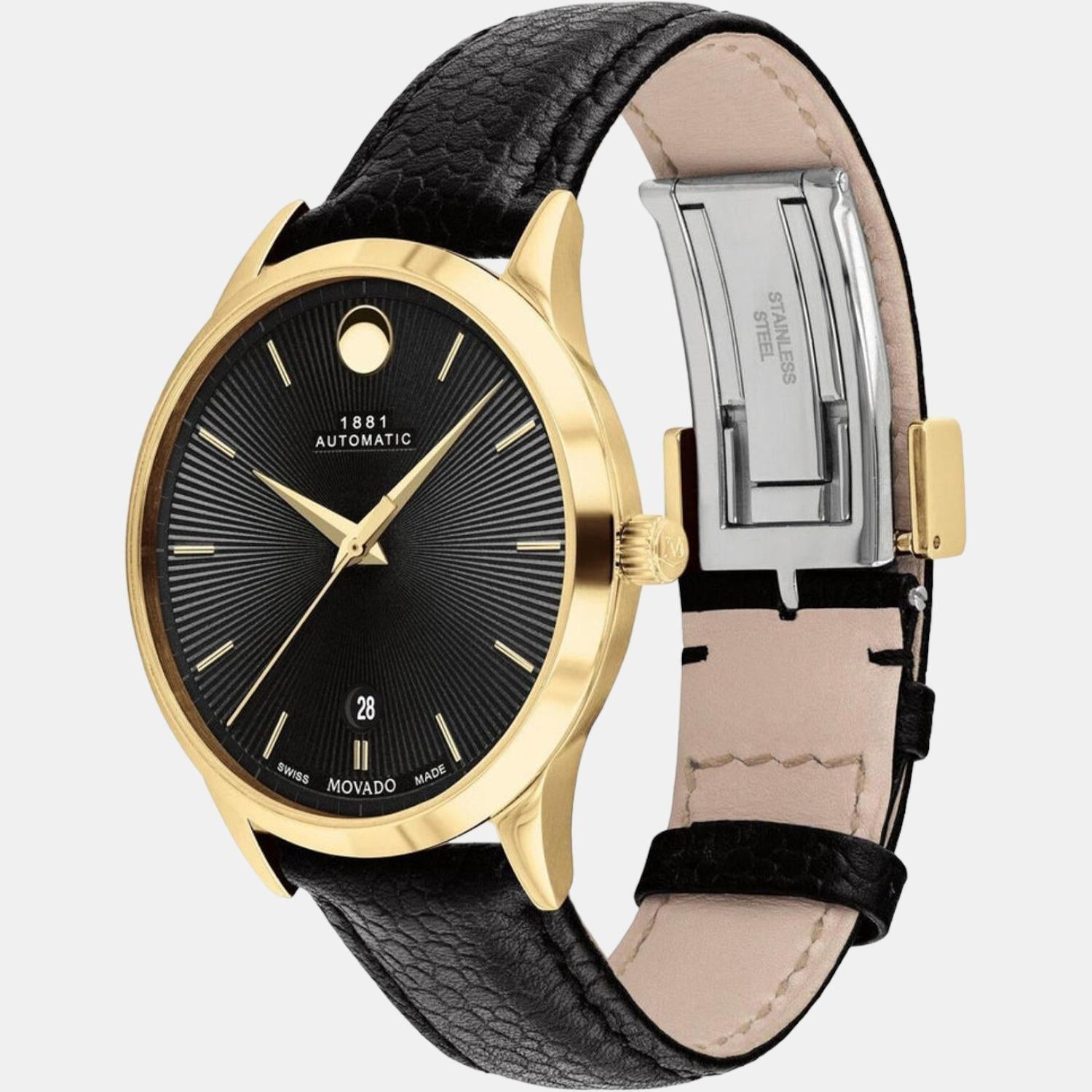 1881 Automatic Men Automatic Black Dial Analog Leather Watch 607455