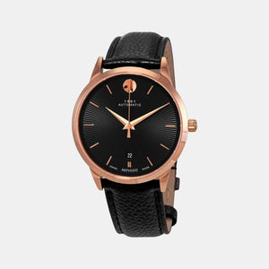 1881 Automatic Men Quartz Black Dial Analog Leather Watch 607457