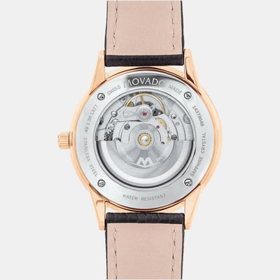 1881 Automatic Men Quartz Black Dial Analog Leather Watch 607457