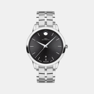 1881 Automatic Men Quartz Black Dial Analog Stainless Steel Watch 607461