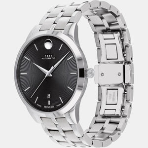 1881 Automatic Men Quartz Black Dial Analog Stainless Steel Watch 607461