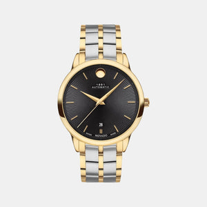 1881 Automatic Men Quartz Black Dial Analog Stainless Steel Watch 607463
