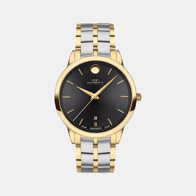 1881 Automatic Men Quartz Black Dial Analog Stainless Steel Watch 607463