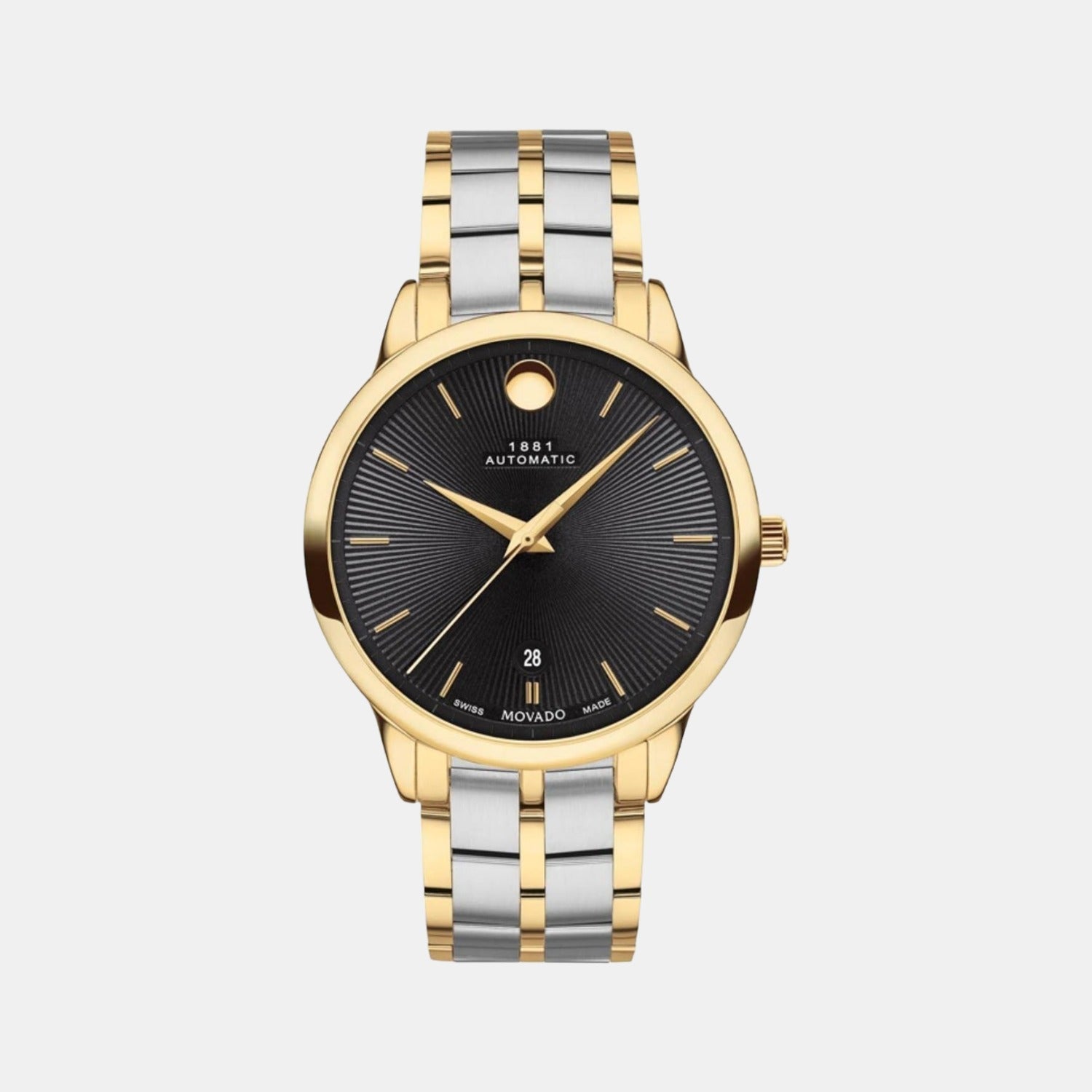 1881 Automatic Men Quartz Black Dial Analog Stainless Steel Watch 607463