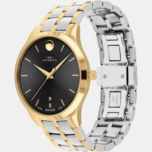 1881 Automatic Men Quartz Black Dial Analog Stainless Steel Watch 607463