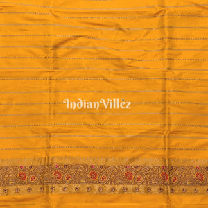 Yellow Designer Banarasi Meenakari Katan Silk Saree
