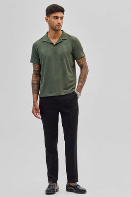 Olive Textured Cuban T-Shirt