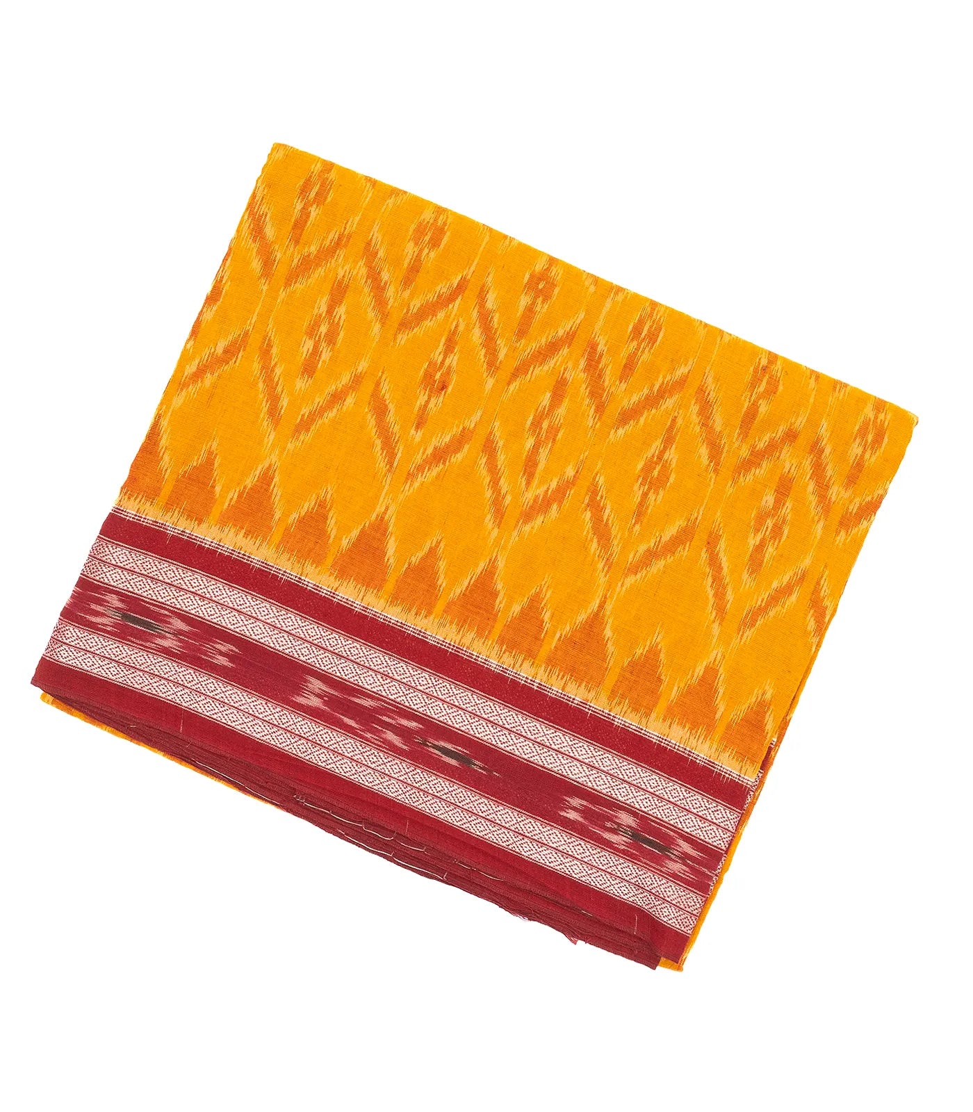 Mustard Orissa Cotton Saree With Tie & Dye And Floral Motifs